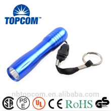 AA bateria operado azul super brilhante LED bolso tocha com chaveiro